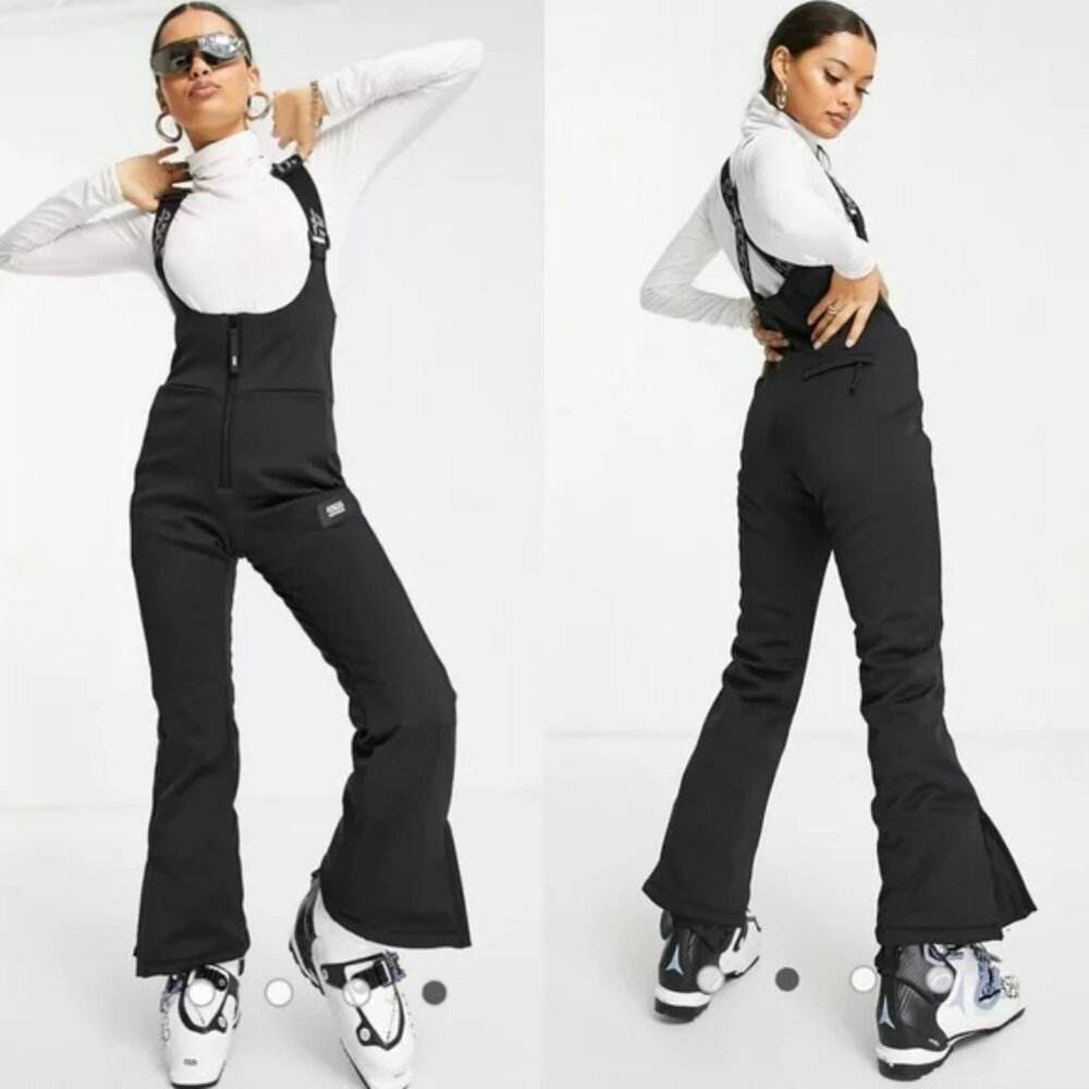 Asos 4505 Ski & Snow High Waist Zip Up Boot Cut Salopette SnowBib/Pants Sz 10